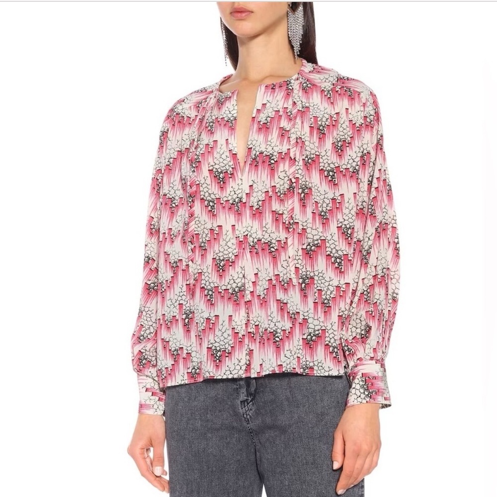 Isabel Marant ambaPrinted Silk Blouse Pink